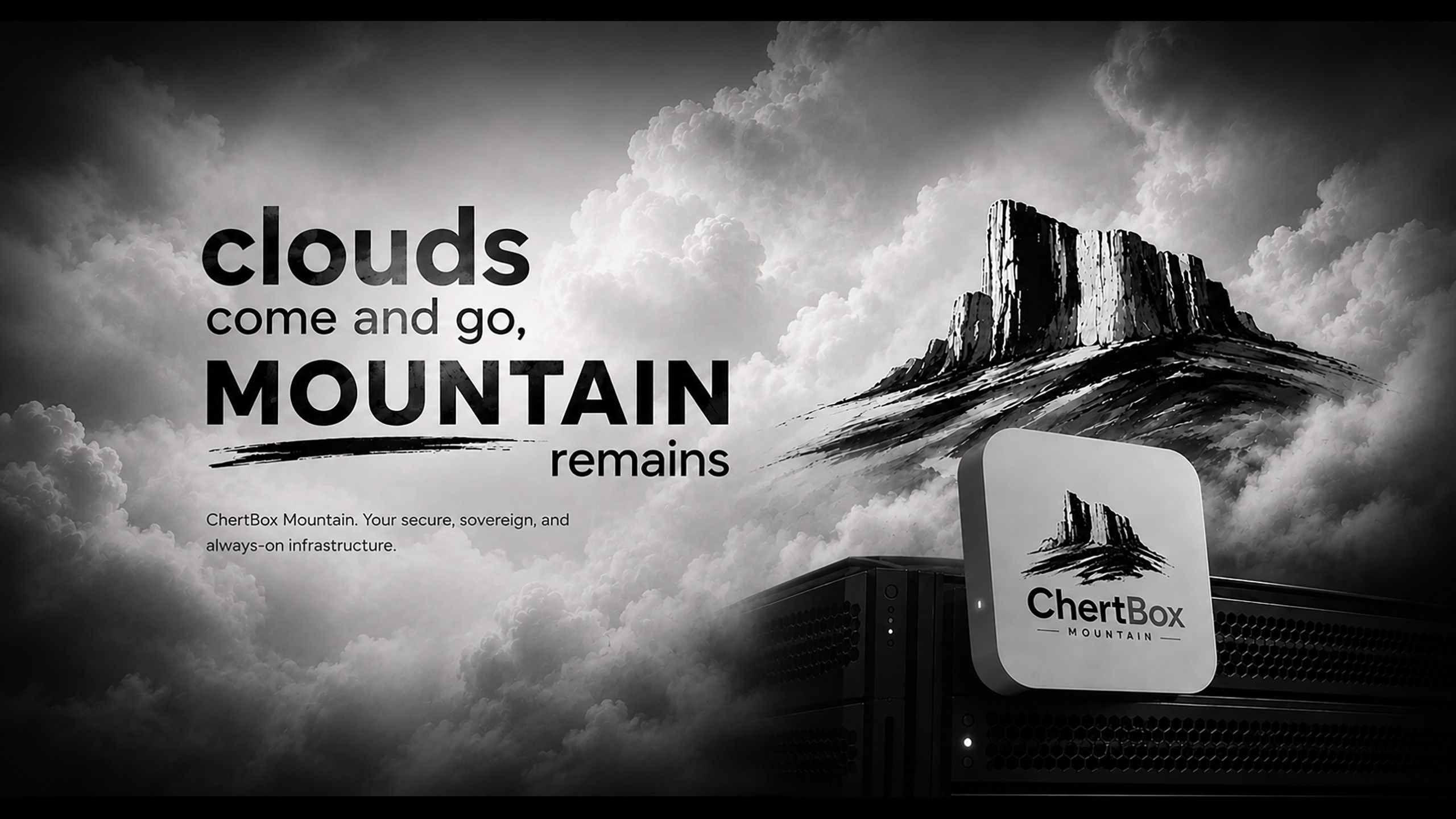 A lone mesa standing above drifting clouds — clouds come and go, mountain remains.